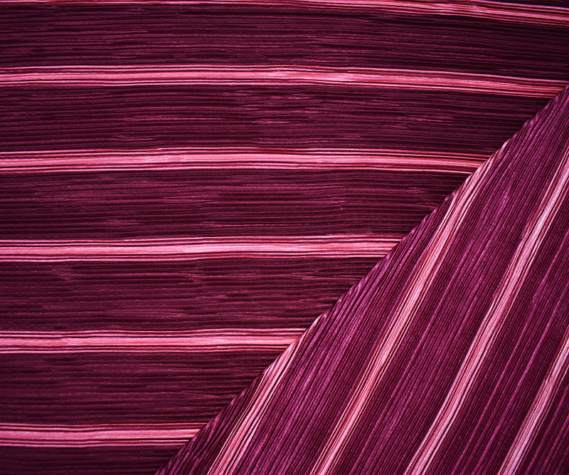 Pink Poly Stretch Spandex Stripe Printed Pleat Interlock Knit Fabric