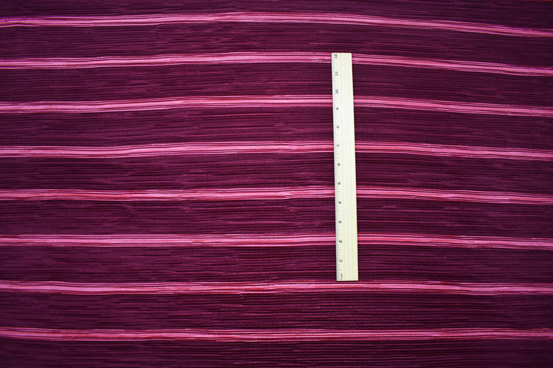 Pink Poly Stretch Spandex Stripe Printed Pleat Interlock Knit Fabric