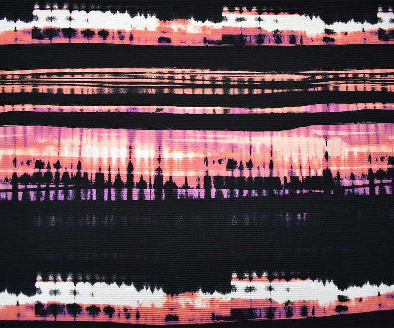 Black-Multi Poly Stretch Spandex Tie Dye Printed Pleated Jersey Knit Fabric