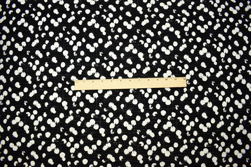 Black-White Poly Stretch Spandex Dot Print Pleated Interlock Knit Fabric