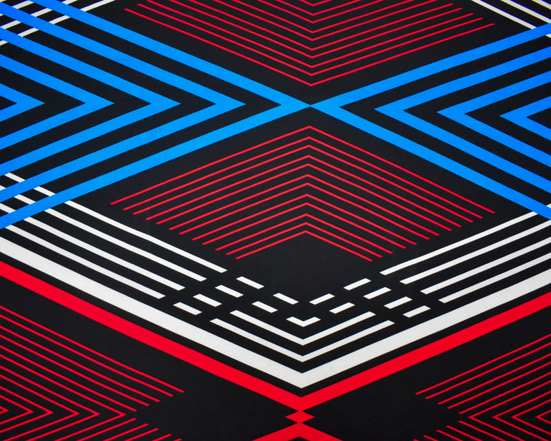Black-Red-Multi Poly Stretch Spandex Geometry Printed ITY Knit Fabric