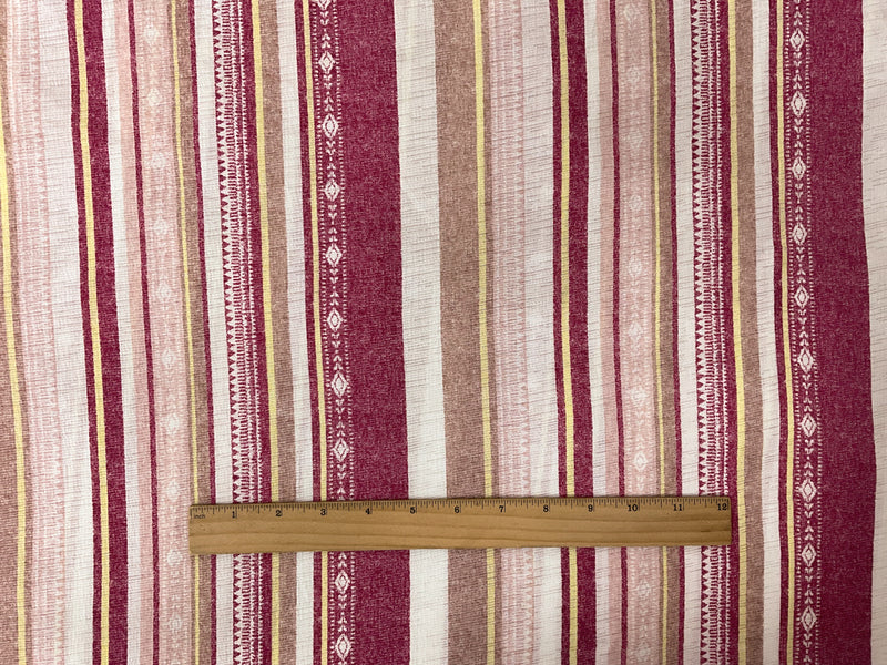 Pink-Yellow-Multi Poly Stripe Print Sugar Slub Jersey Knit Fabric