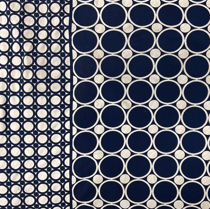 Navy-White Poly Geo Border Printed ITY Jersey Knit Fabric