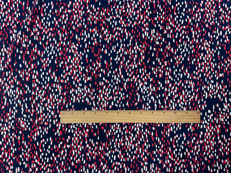 2 1/2 YD PC-Navy-White-Red Poly Abstract Printed ITY Moss Crepe Knit Fabric