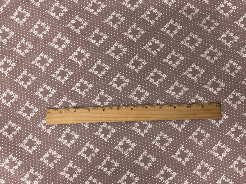 Brown-Ivory Poly Floral Dot Printed ITY Moss Crepe Knit Fabric