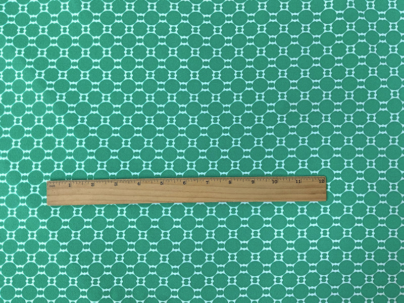 Green-White Poly Geometric Printed ITY Moss Crepe Knit Fabric