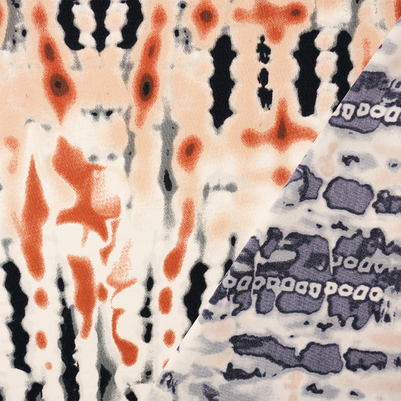 Navy-Multi Nylon Abstract Tie Dye Print Activewear Knit Fabric