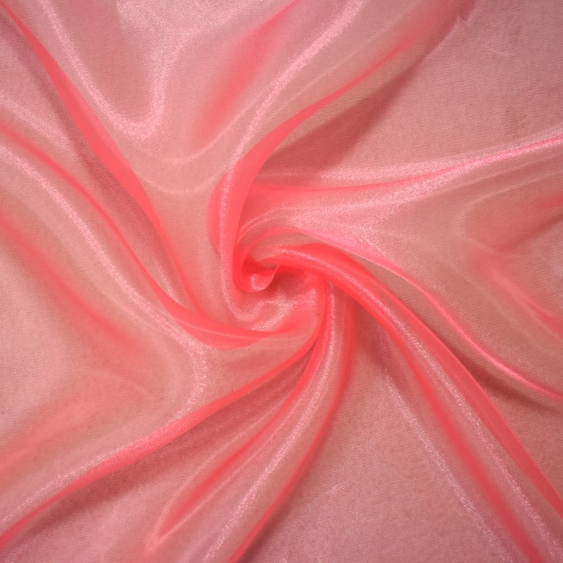 Pink Poly Solid Sparkle Organza Woven Fabric