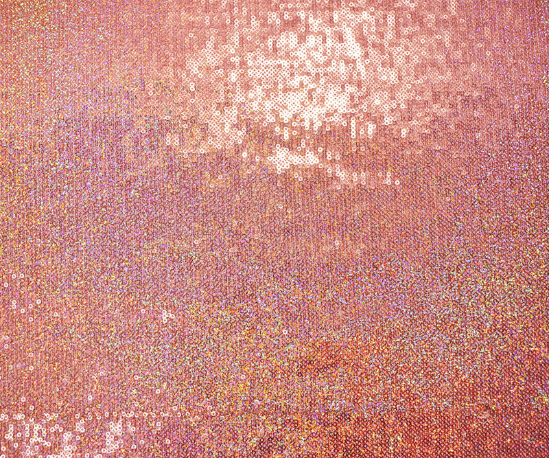 1 3/8 YD PC-Peach Nylon Polyester Sequined Stretch Knit Fabric