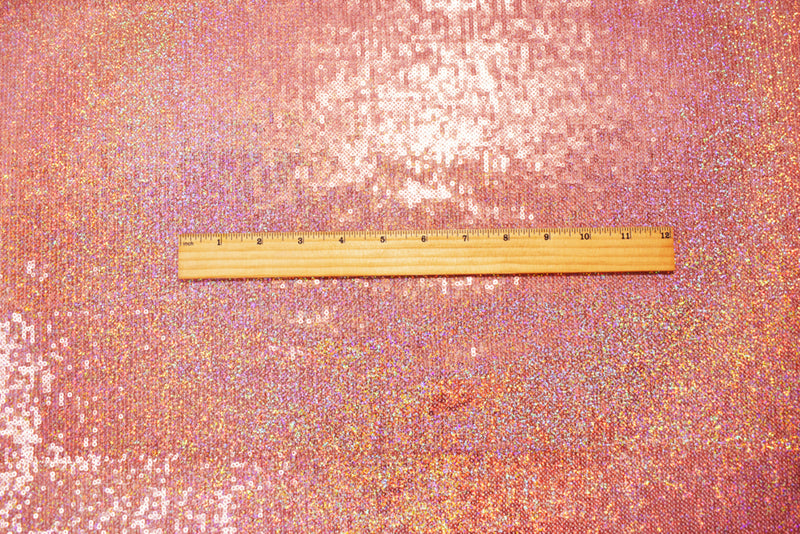 1 3/8 YD PC-Peach Nylon Polyester Sequined Stretch Knit Fabric