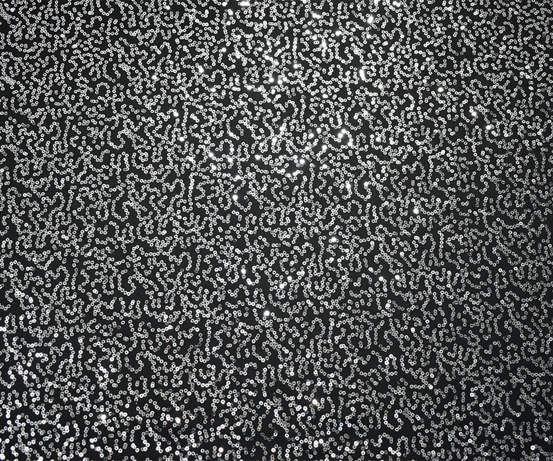 Black-Silver Coral Sequin Pattern Stretch Spandex Knit Fabric