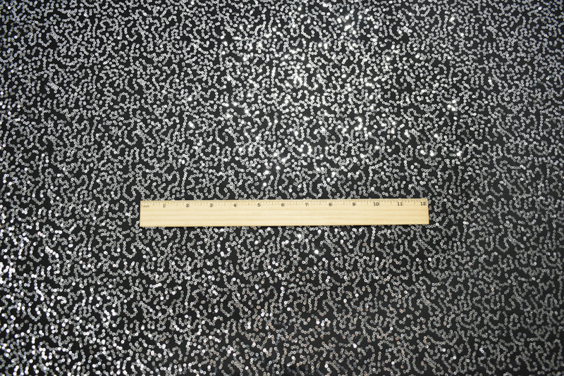 Black-Silver Coral Sequin Pattern Stretch Spandex Knit Fabric