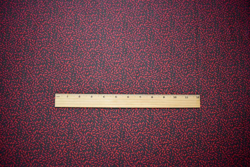 Red-Black Poly Abstract Printed Georgette Woven Fabric