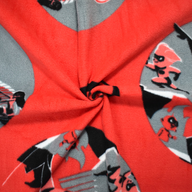 1 YD PC-Gray-Multi Poly Disney Incredibles Print Double Sided Fleece Knit Fabric