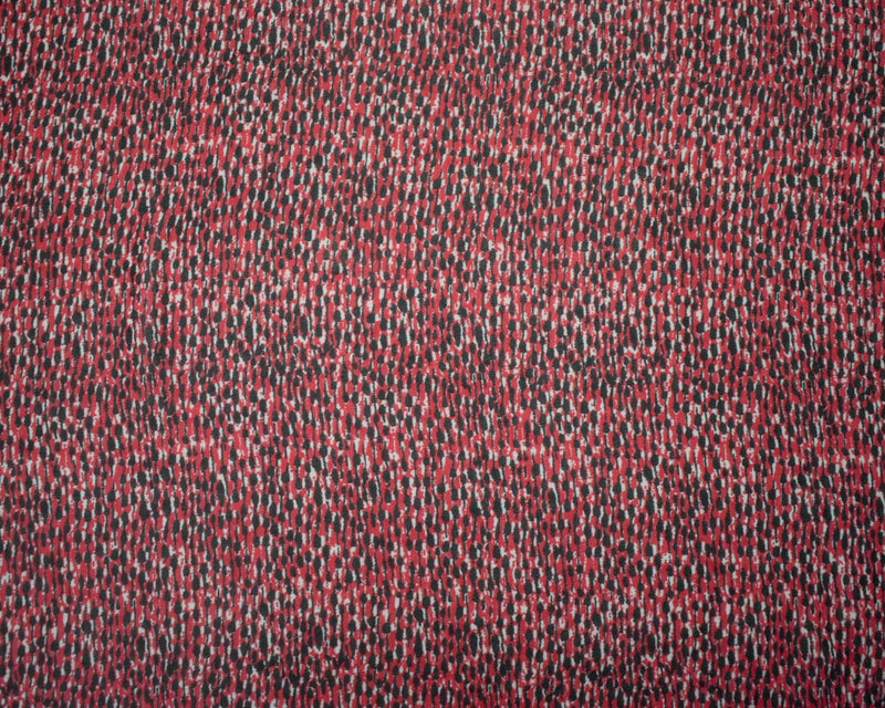 Black-Red-Off-White Poly Abstract Spots Printed Chiffon Woven Fabric