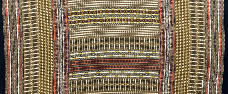 Taupe-Orange-Multi Poly Aztec Border Printed Charmeuse Woven Fabric