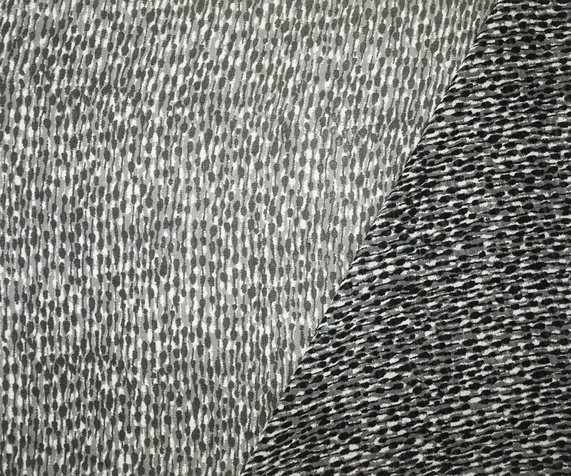 Black-Gray-Ivory Poly Abstract Spots Printed Chiffon Woven Fabric