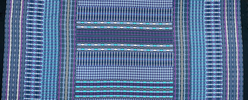 Purple-Inidigo-Multi Poly Aztec Border Printed Charmeuse Woven Fabric