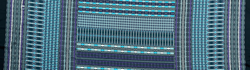 Turquoise-Purple-Multi Poly Aztec Border Printed Charmeuse Woven Fabric