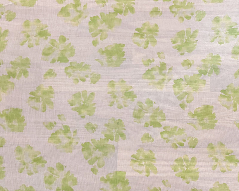 Green-Ivory Poly Floral Printed Crinkle Yoryu Chiffon Woven Fabric