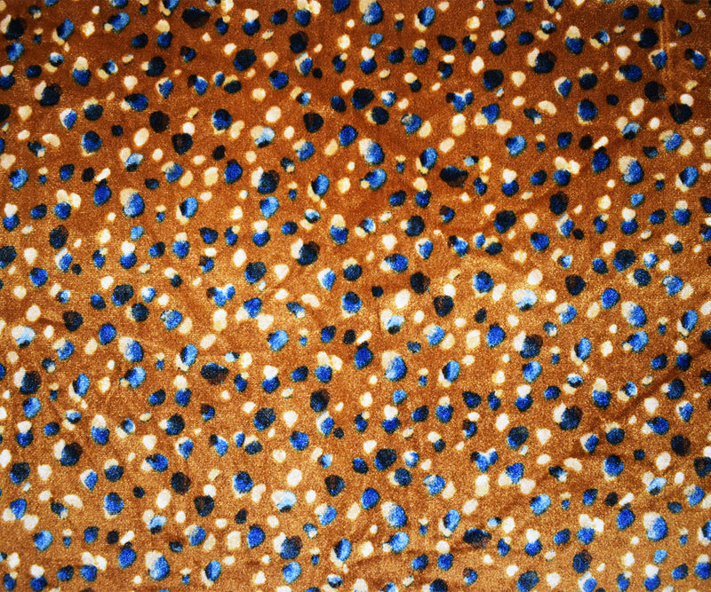 Brown-Multi Poly Stretch Abstract Printed Velvet Knit Fabric