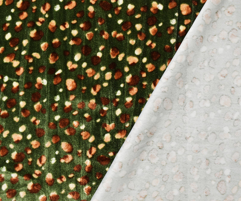 Green-Multi Poly Stretch Abstract Printed Velvet Knit Fabric