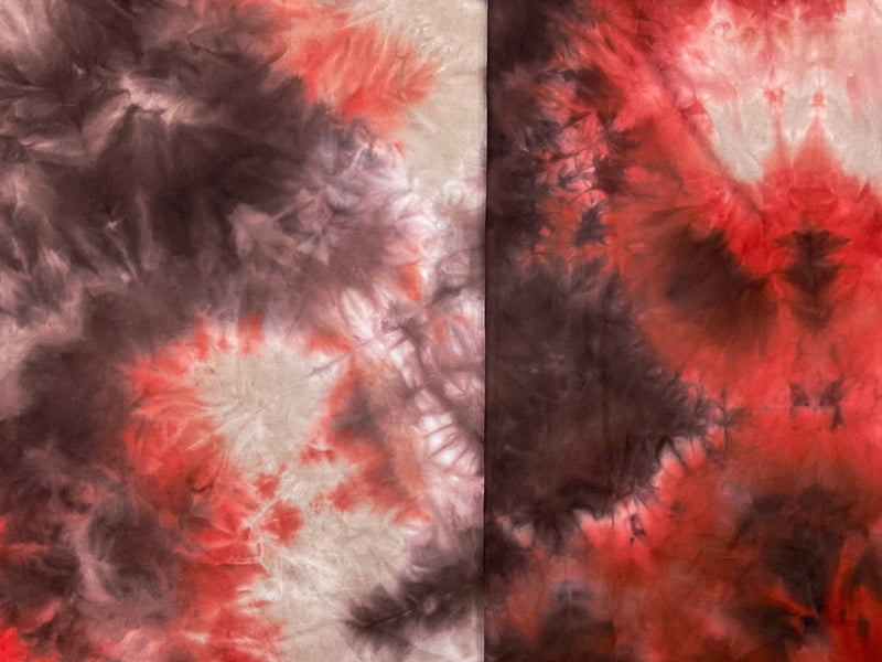 Orange-Multi Poly Stretch Spandex Tie Dye Double Brushed Jersey Knit Fabric