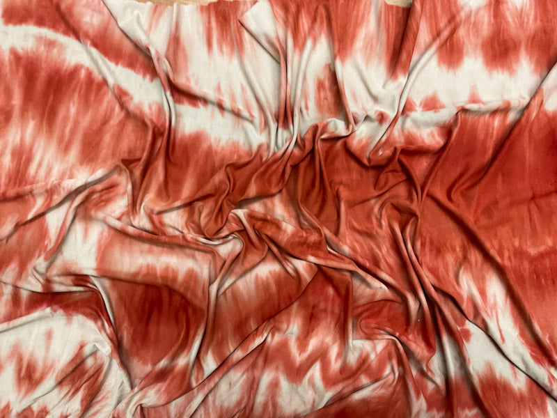 Orange-Multi Poly Stretch Spandex Tie Dye Double Brushed Jersey Knit Fabric