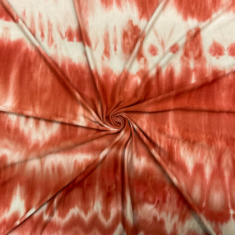 Orange-Multi Poly Stretch Spandex Tie Dye Double Brushed Jersey Knit Fabric