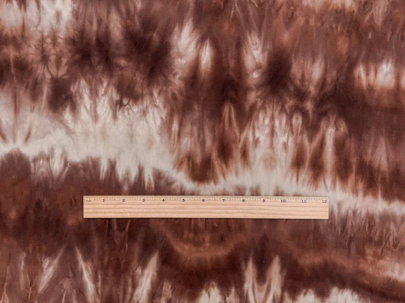 Brown-Beige Poly Stretch Spandex Tie Dye Double Brushed Jersey Knit Fabric