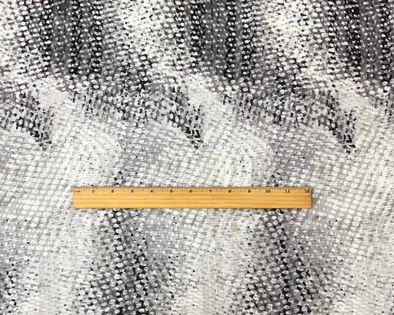 Black-mulita Poly Abstract Print Satin Stripe Chiffon Woven Fabric