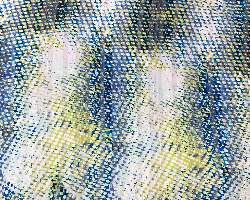 Blue-Multi Poly Abstract Print Stripe Satin Chiffon Woven Fabric