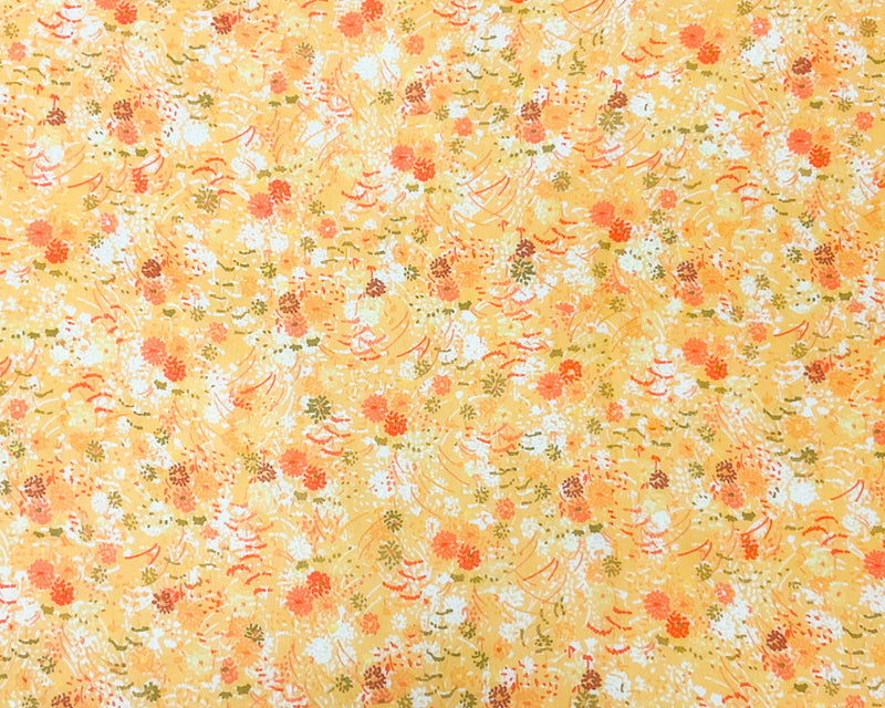 Yellow-Multi Poly Floral Print Crinkle Yoryu Chiffon Woven Fabric