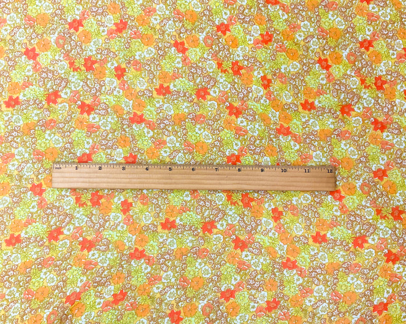 Yellow-Multi Poly Floral Print Crinkle Yoryu Chiffon Woven Fabric