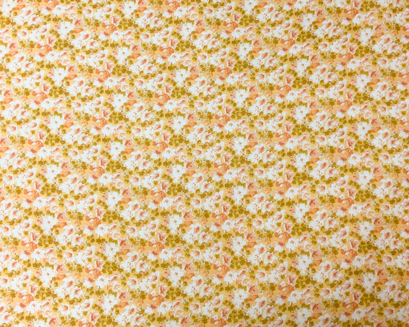 Yellow-Multi Poly Floral Print Crinkle Yoryu Chiffon Woven Fabric
