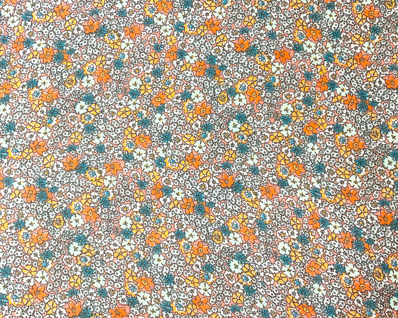 Orange-Multi Poly Floral Print Crinkle Yoryu Chiffon Woven Fabric