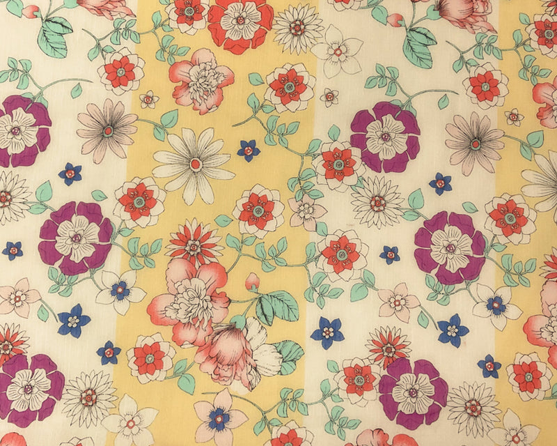 Yellow-Multi Poly Floral Print Crinkle Yoryu Chiffon Woven Fabric