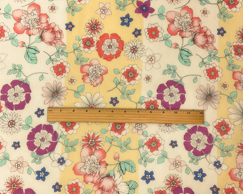 Yellow-Multi Poly Floral Print Crinkle Yoryu Chiffon Woven Fabric