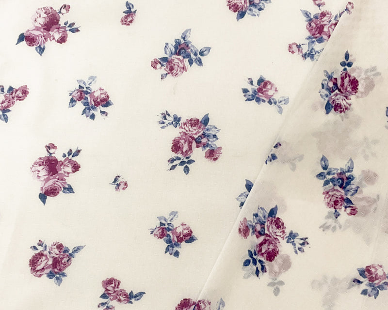 Off-White-Multi Poly Floral Printed Dobby Chiffon Woven Fabric