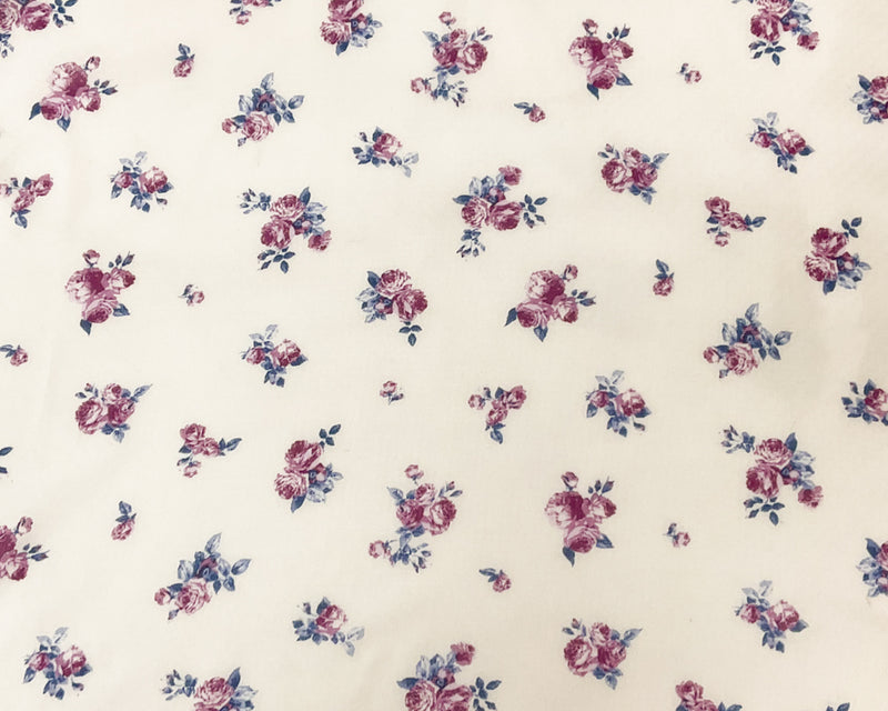 Off-White-Multi Poly Floral Printed Dobby Chiffon Woven Fabric