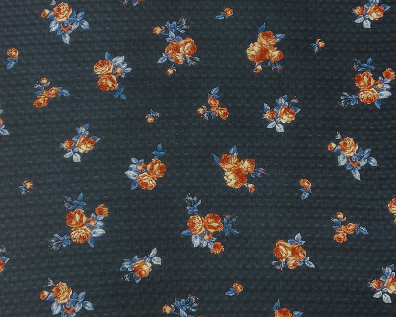 Blue-Red-Multi Poly Floral Printed Dobby Chiffon Woven Fabric