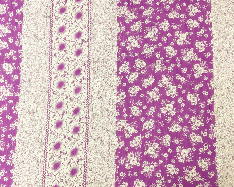 Purple-White Poly Floral Printed Yoryu Chiffon Woven Fabric