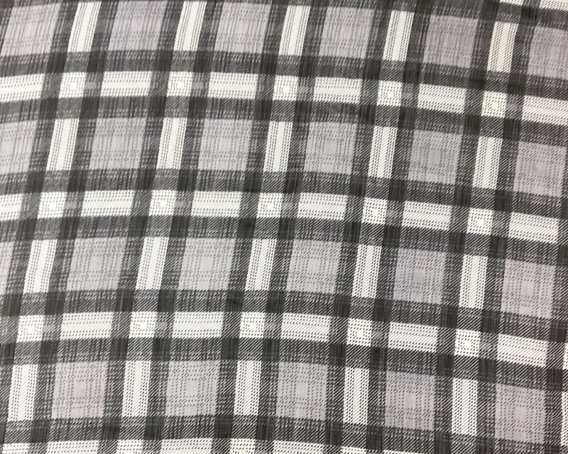 Black-White Poly Plaid Printed Yoryu Chiffon Woven Fabric