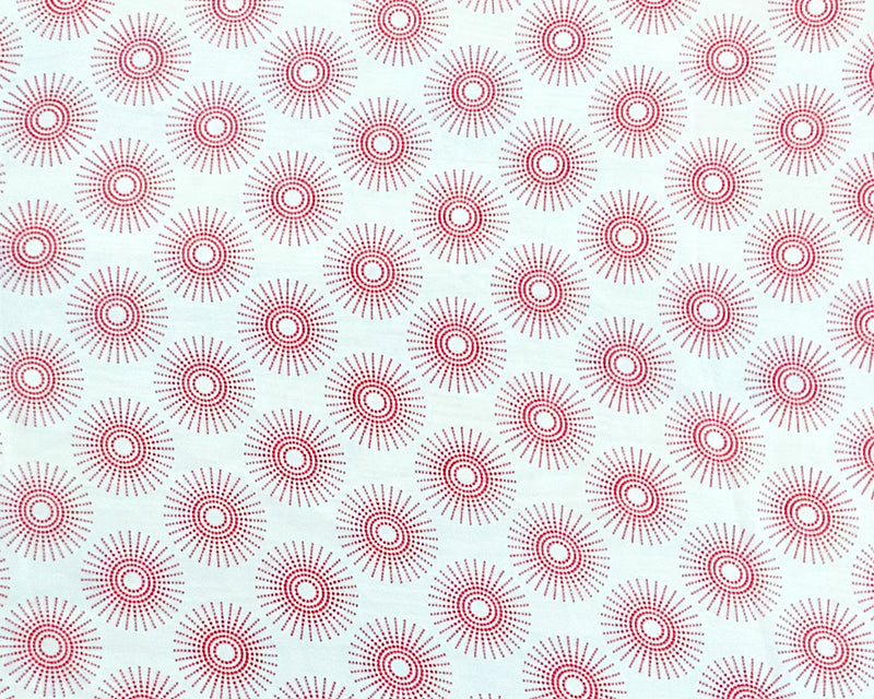 White-Red Poly Abstract Printed Chiffon Woven Fabric