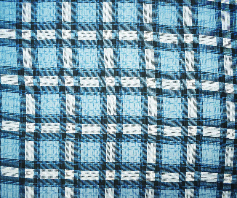 4 YD PC-Blue-Black-Multi Poly Plaid Printed Yoryu Chiffon Woven Fabric