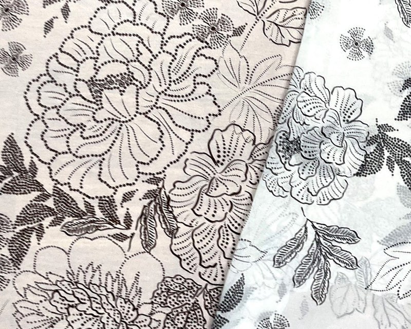 White-Black Poly Floral Printed Chiffon Woven Fabric