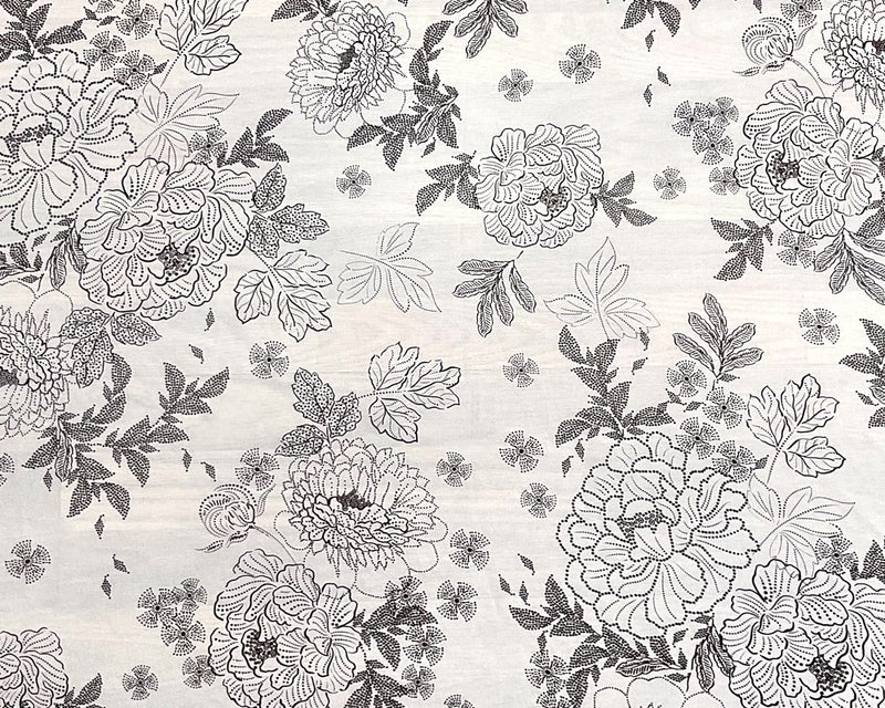 White-Black Poly Floral Printed Chiffon Woven Fabric