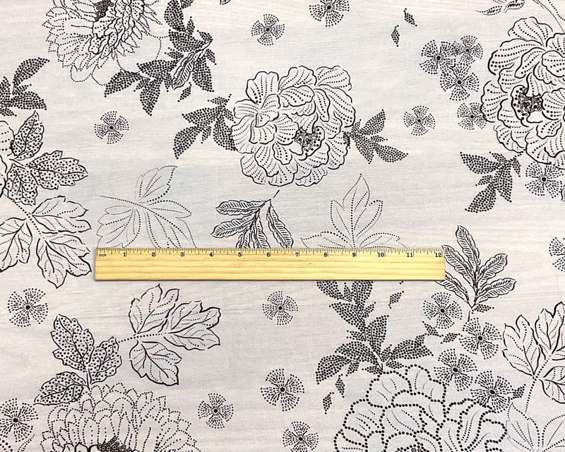 White-Black Poly Floral Printed Chiffon Woven Fabric