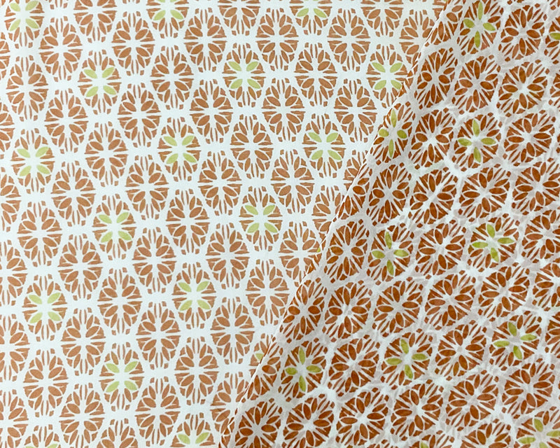 Brown-Multi Poly Abstract Floral Tile Print Chiffon Woven Fabric