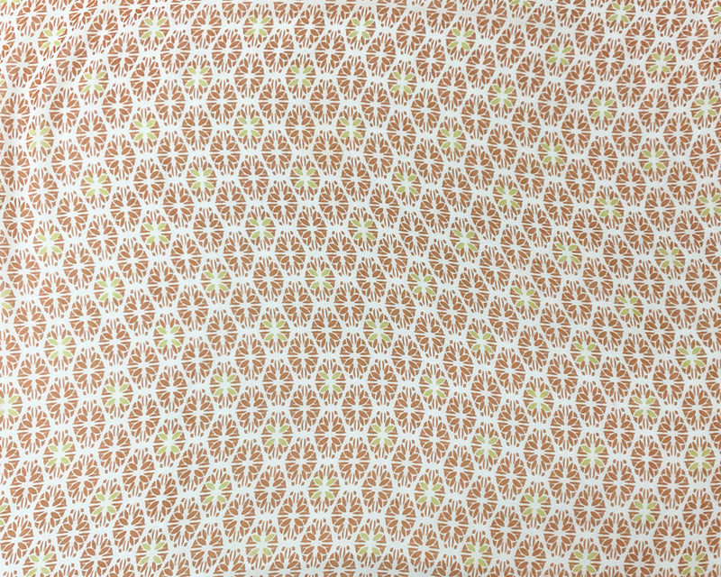 Brown-Multi Poly Abstract Floral Tile Print Chiffon Woven Fabric